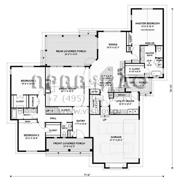 Проект двухэтажного дома с гаражом на две машины в современном стиле S5-302 (3125-00028)