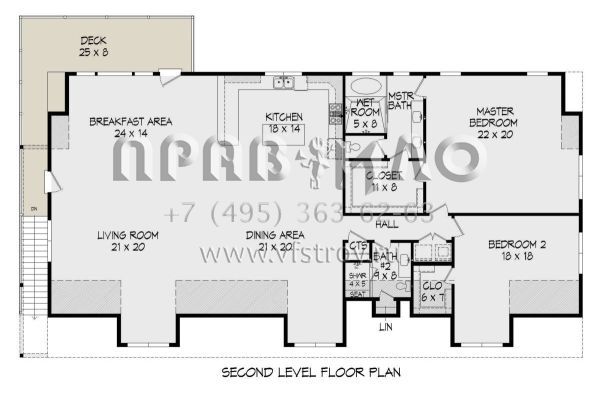 Проект одноэтажного дома с гаражом на три и более машин в стиле Ранчо S5-232 (940-00182)
