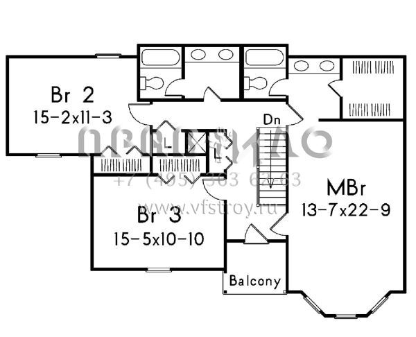 Проект двухэтажного дома с гаражом на две машины в английском стиле S5-210 (5633-00355)
