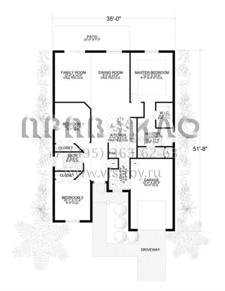 Проект одноэтажного дома с гаражом на одну машину в стиле Ранчо S5-128 (168-00006)