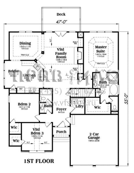 Проект одноэтажного дома с гаражом на две машины в стиле Ранчо S5-172 (009-00083)
