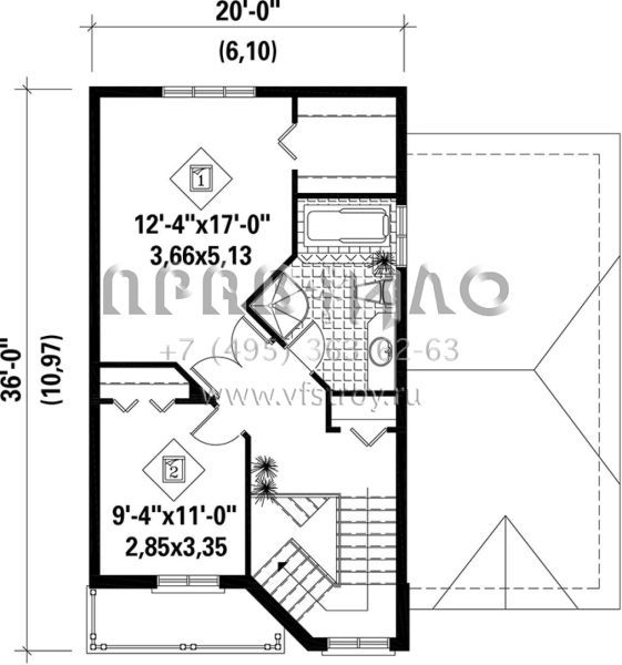 Проект двухэтажного дома с гаражом на одну машину в английском стиле S5-125 (6146-00205)