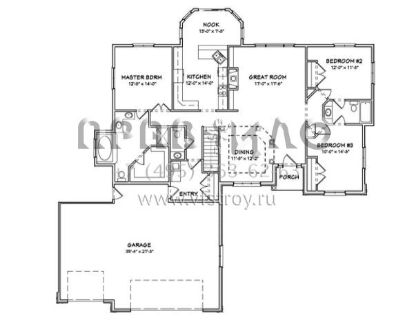 Проект одноэтажного дома с гаражом на три и более машин в английском стиле S5-183 (849-00013)