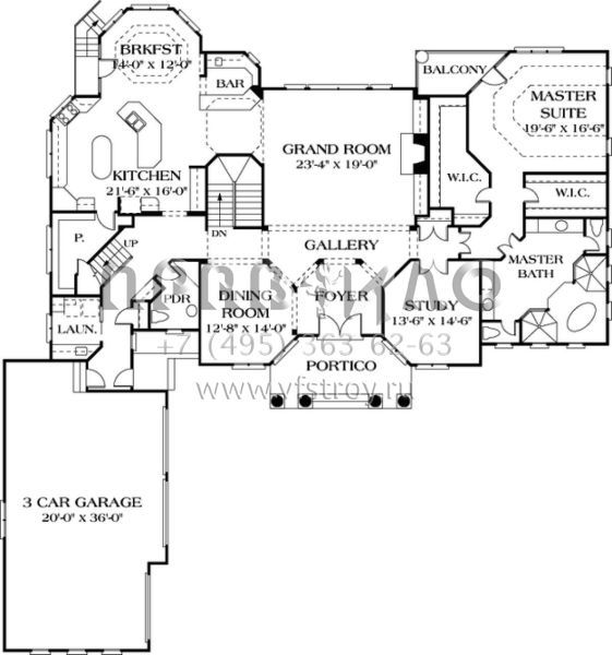 Проект двухэтажного дома с гаражом на три и более машин в прибрежном стиле S5-528 (3323-00420)
