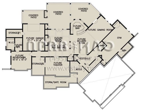 Проект двухэтажного дома с гаражом на три и более машин в американском стиле S5-451 (699-00266)