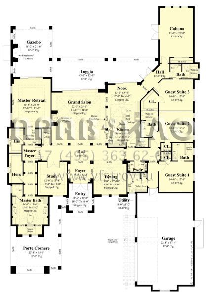 Проект одноэтажного дома с гаражом на три и более машин в современном стиле S5-386 (8436-00009)