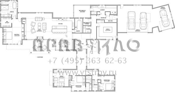 Проект одноэтажного дома с гаражом на три и более машин в современном стиле S5-356 (5829-00014)