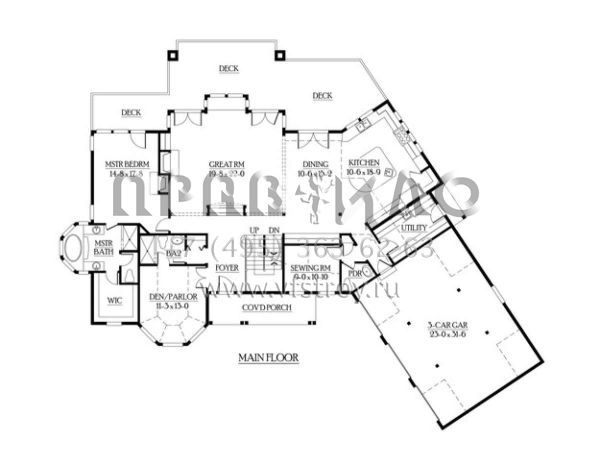 Проект двухэтажного дома с гаражом на три и более машин в современном стиле S5-460 (341-00286)