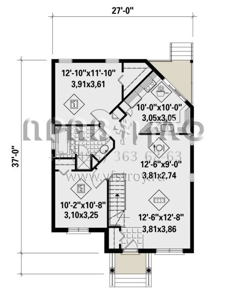 Проект одноэтажного дома без гаража в современном стиле S5-85 (6146-00438)