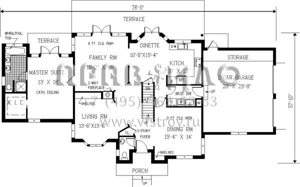 Проект двухэтажного дома с гаражом на две машины в английском стиле S5-266 (033-00125)