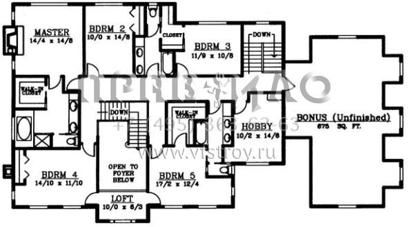 Проект двухэтажного дома с гаражом на три и более машин в стиле Ранчо S5-396 (692-00118)
