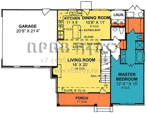 Проект двухэтажного дома с гаражом на две машины в стиле Ранчо S5-155 (4848-00223)