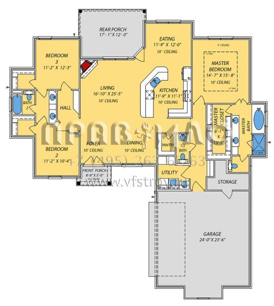 Проект одноэтажного дома с гаражом на две машины в стиле Ранчо S5-183 (9279-00030)
