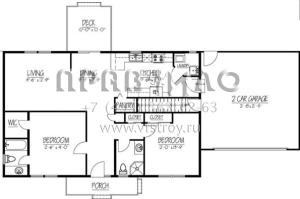 Проект одноэтажного дома с гаражом на две машины в стиле Ранчо S5-114 (1754-00026)