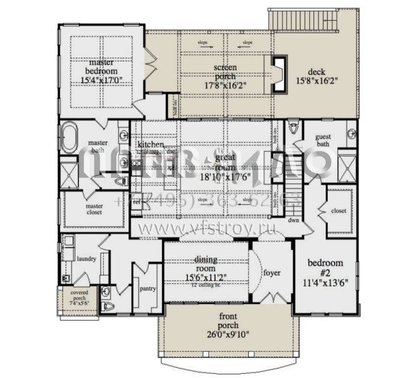 Проект одноэтажного дома без гаража в стиле Ранчо S5-271 (957-00087)