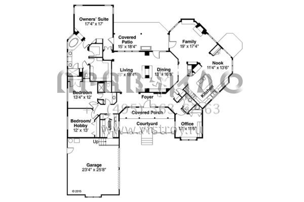 Проект двухэтажного дома с гаражом на две машины в стиле Ранчо S5-285 (035-00744)