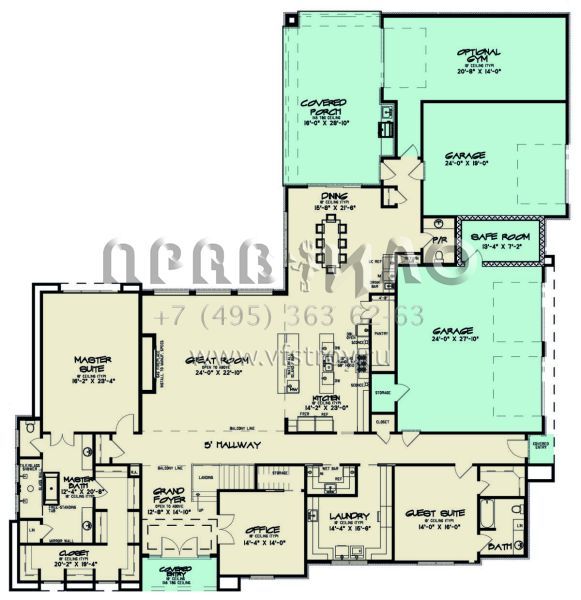 Проект двухэтажного дома с гаражом на три и более машин в современном стиле S5-492 (8318-00216)