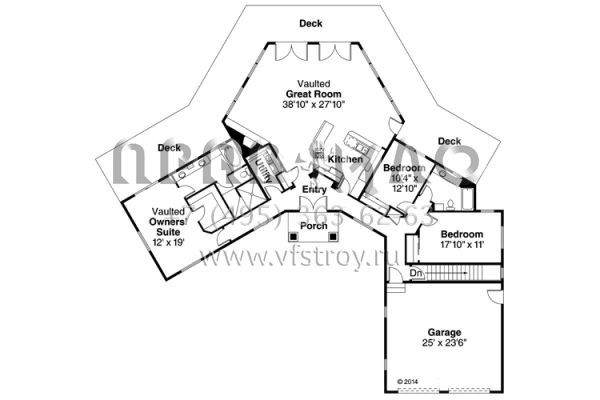 Проект одноэтажного дома с гаражом на две машины в американском стиле S5-218 (035-00688)