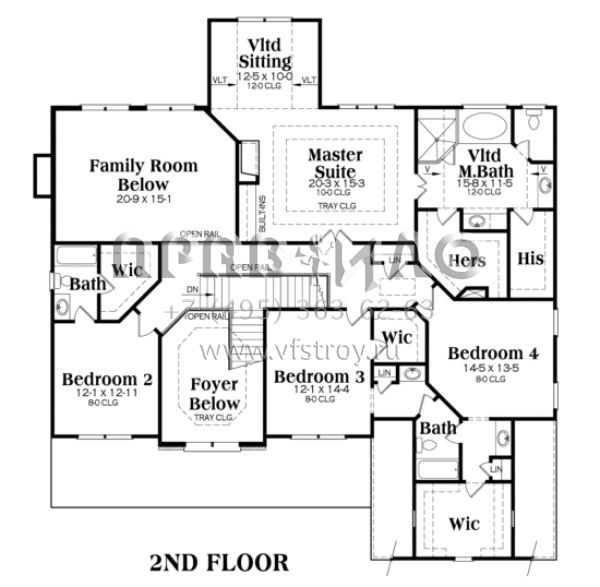 Проект двухэтажного дома с гаражом на три и более машин в стиле Ранчо S5-364 (009-00007)