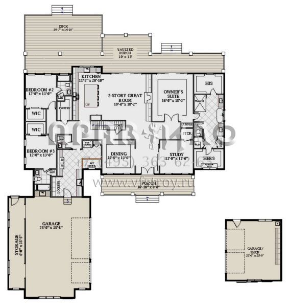 Проект двухэтажного дома с гаражом на три и более машин в современном стиле S5-465 (6849-00090)