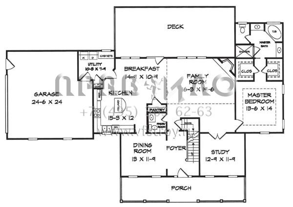 Проект двухэтажного дома с гаражом на две машины в стиле Ранчо S5-220 (6082-00083)