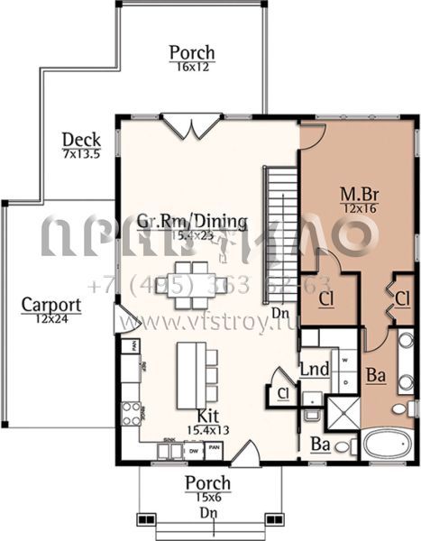Проект двухэтажного дома с гаражом на одну машину в стиле Шале S5-220 (8504-00112)