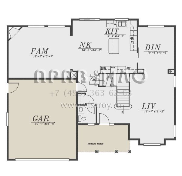 Проект двухэтажного дома с гаражом на две машины в американском стиле S5-246 (5244-00014)