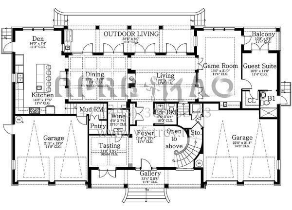 Проект двухэтажного дома с гаражом на три и более машин в современном стиле S5-472 (3978-00045)