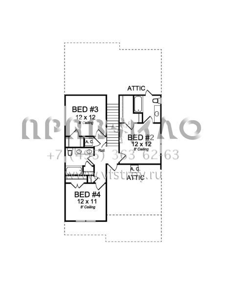 Проект двухэтажного дома без гаража в стиле Ранчо S5-207 (4848-00333)
