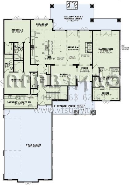 Проект двухэтажного дома с гаражом на три и более машин в американском стиле S5-302 (110-01055)