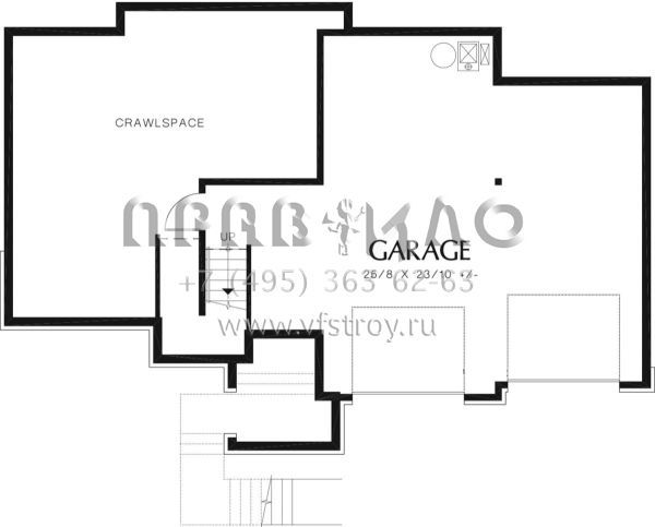 Проект двухэтажного дома с гаражом на две машины в стиле Ранчо S5-205 (2559-00375)