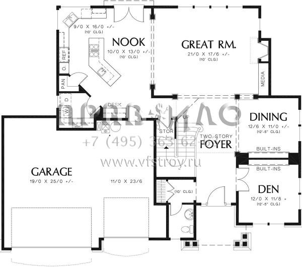 Проект двухэтажного дома с гаражом на три и более машин в американском стиле S5-270 (2559-00330)