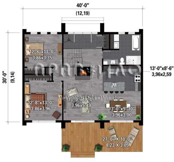 Проект одноэтажного дома без гаража в современном стиле S5-111 (6146-00542)