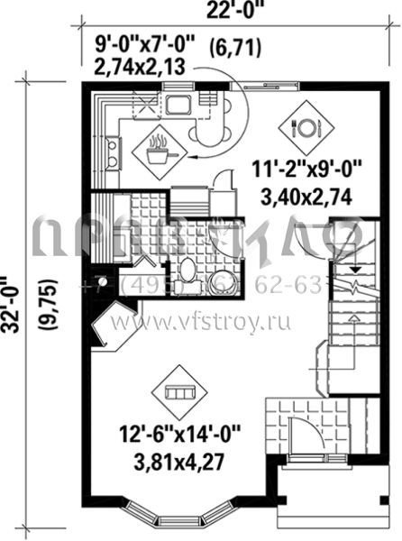 Проект двухэтажного дома без гаража в стиле Ранчо S5-121 (6146-00208)