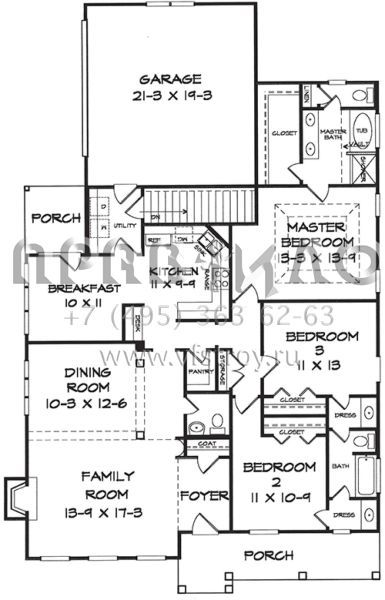 Проект одноэтажного дома с гаражом на две машины в стиле Ранчо S5-163 (6082-00062)