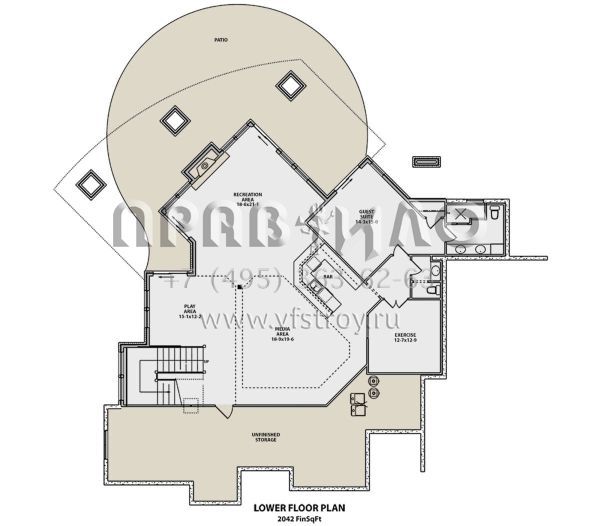 Проект двухэтажного дома с гаражом на три и более машин в американском стиле S5-480 (5631-00078)
