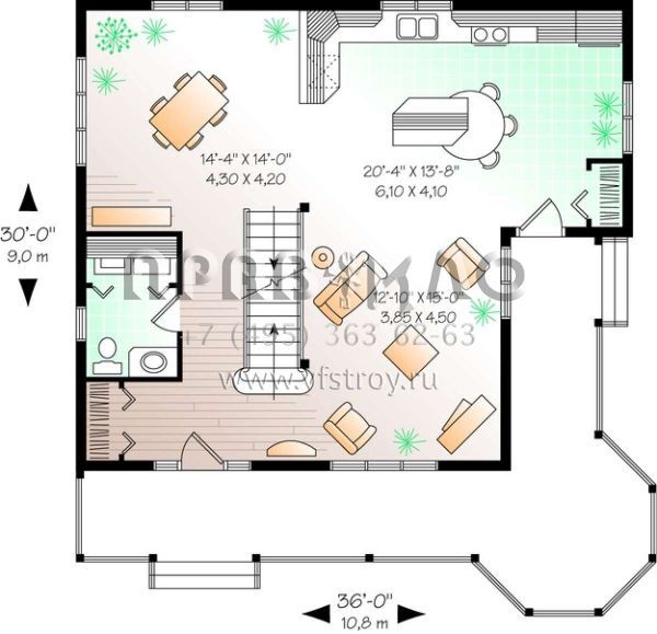 Проект двухэтажного дома без гаража в стиле Ранчо S5-167 (034-00953)
