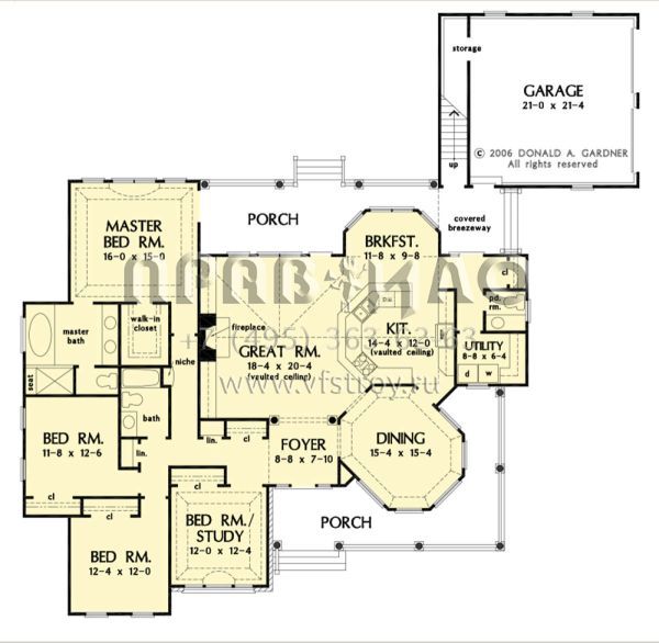 Проект одноэтажного дома с гаражом на две машины в стиле Ранчо S5-219 (2865-00236)