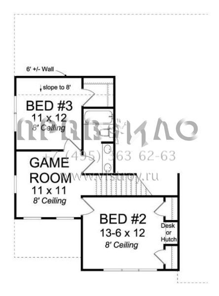 Проект двухэтажного дома с гаражом на две машины в стиле Ранчо S5-182 (4848-00311)