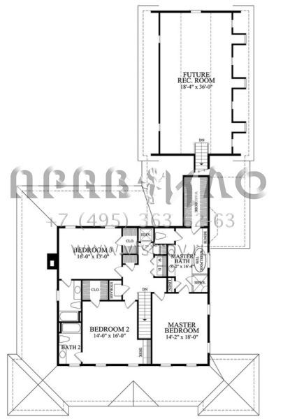 Проект двухэтажного дома с гаражом на три и более машин в стиле Ранчо S5-292 (7922-00115)
