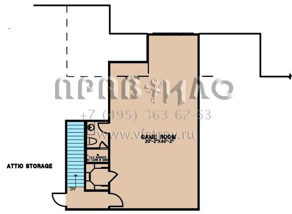 Проект двухэтажного дома с гаражом на три и более машин в стиле Ранчо S5-463 (8318-00230)