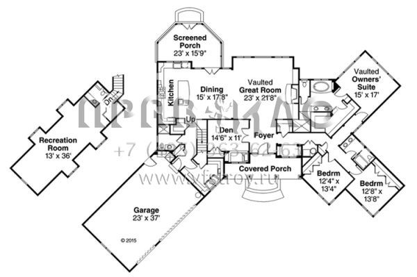 Проект двухэтажного дома с гаражом на три и более машин в американском стиле S5-391 (035-00727)