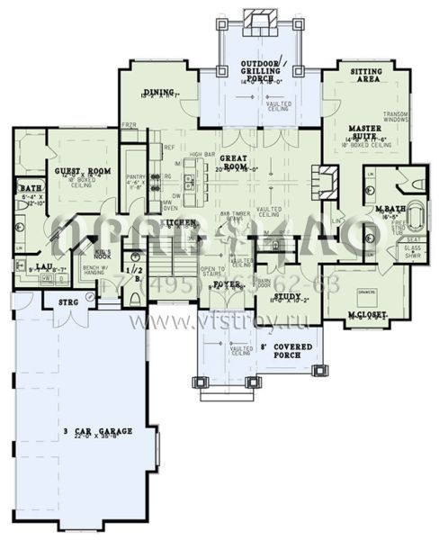 Проект дома на склоне с цокольным этажом и гаражом на три машины S5-404 (110-01051)