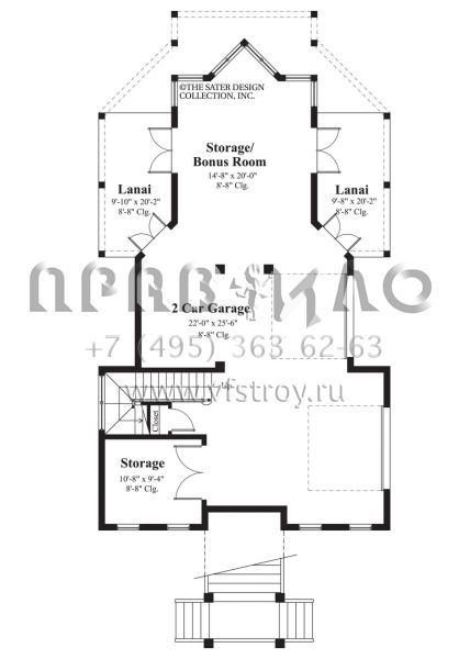 Проект трехэтажного дома с гаражом на две машины в прибрежном стиле S5-167 (8436-00084)