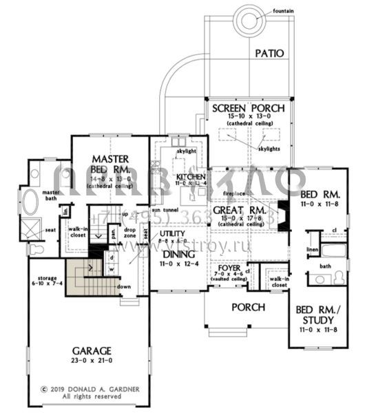 Проект одноэтажного дома с гаражом на две машины в стиле Ранчо S5-158 (2865-00142)