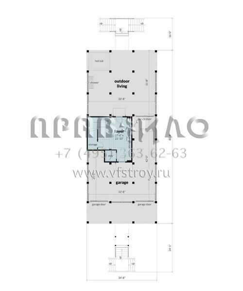 Проект трехэтажного дома с гаражом на три и более машин в прибрежном стиле S5-386 (028-00186)