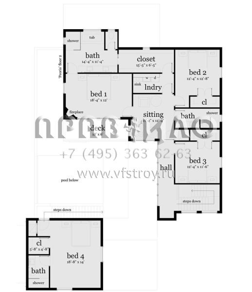 Проект комплекса из двух строений с гаражом на две машины в стиле хайтек S5-288 (028-00106)