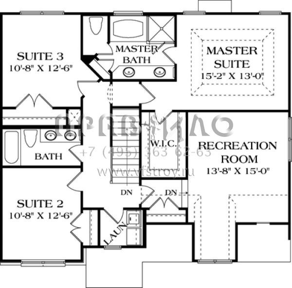 Проект двухэтажного дома с гаражом на две машины в стиле Ранчо S5-199 (3323-00079)