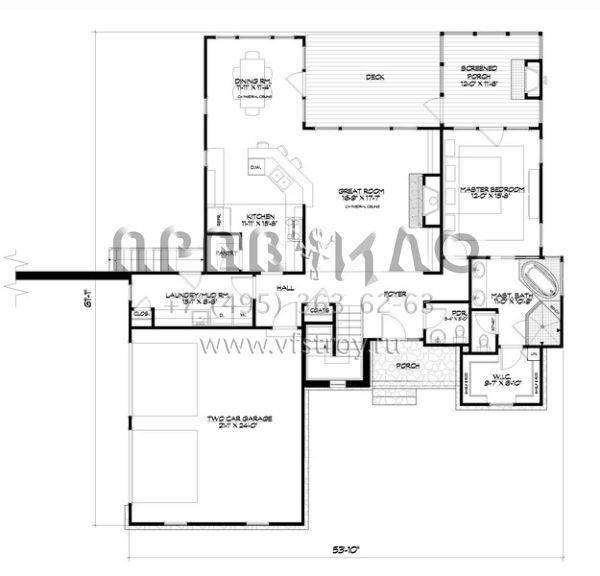 Проект двухэтажного дома с гаражом на две машины в стиле Ранчо S5-235 (5738-00004)