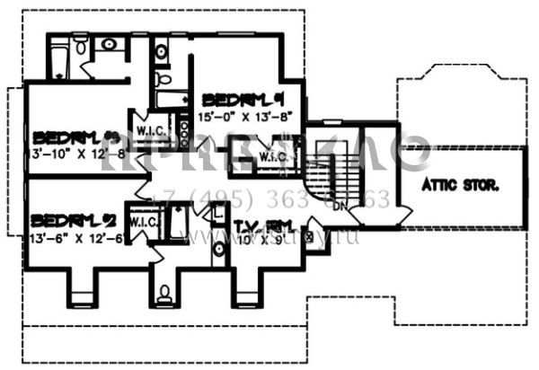 Проект двухэтажного дома с гаражом на три и более машин в стиле Ранчо S5-347 (6819-00002)